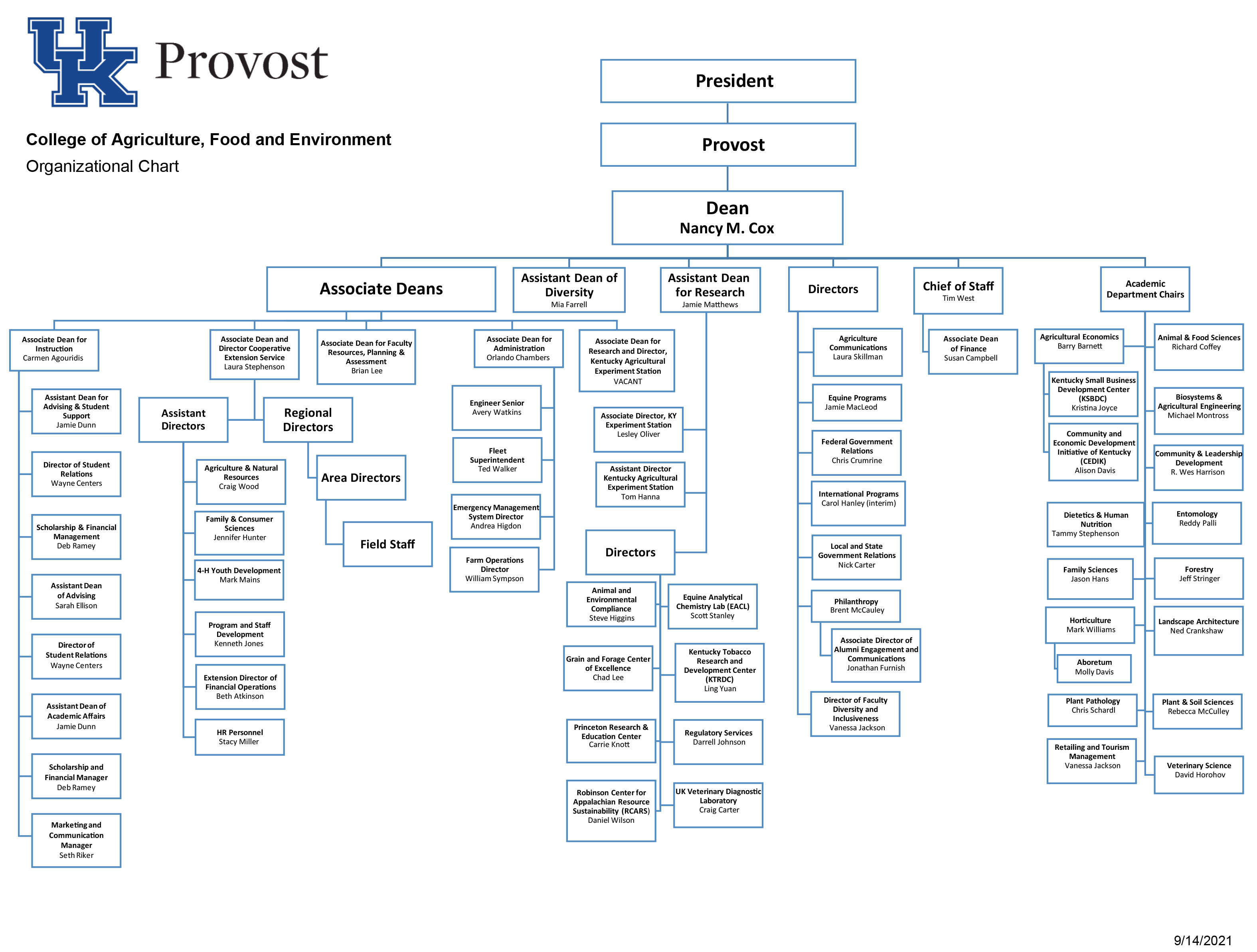 CAFE Organizational Chart Office Of The Dean