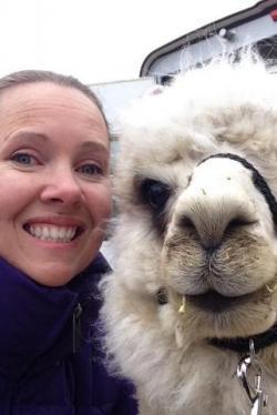 Rebecca Ruby with llama